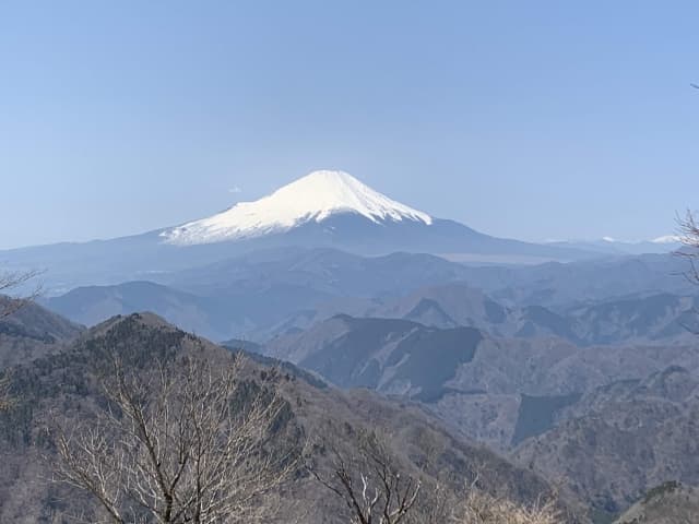 鍋割山山頂から見た富士山