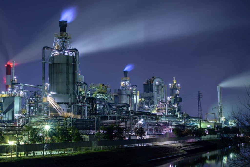 旭カーボン工場の夜景