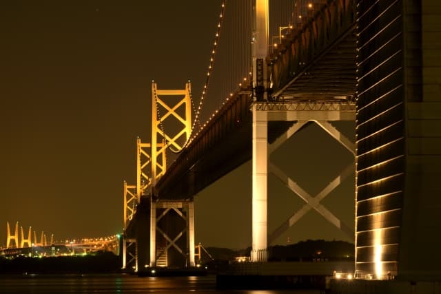 瀬戸大橋記念公園からの瀬戸大橋夜景