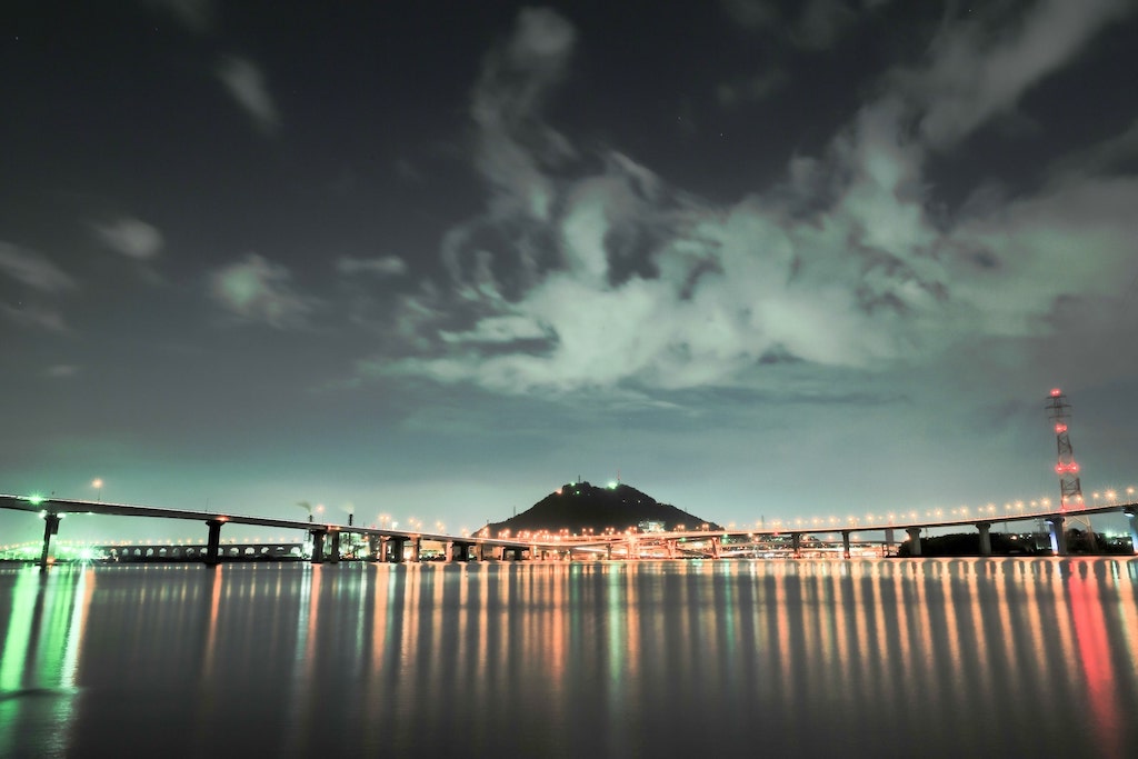 さか・なぎさ公園から見た仁保JCTの夜景