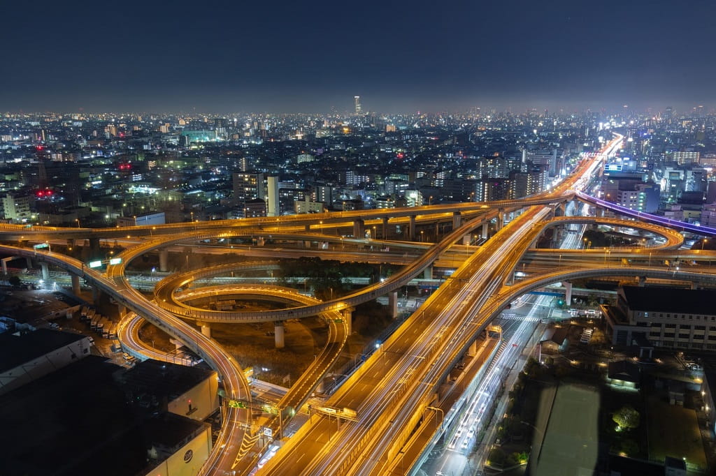 東大阪市役所展望ロビー 夜景
